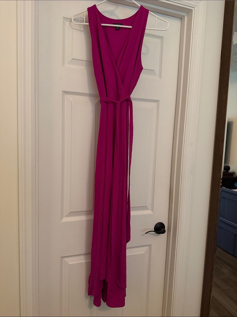 Ann Taylor Sleeveless Magenta Wrap Maxi Dress